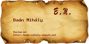 Baán Mihály névjegykártya