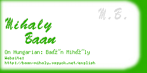 mihaly baan business card